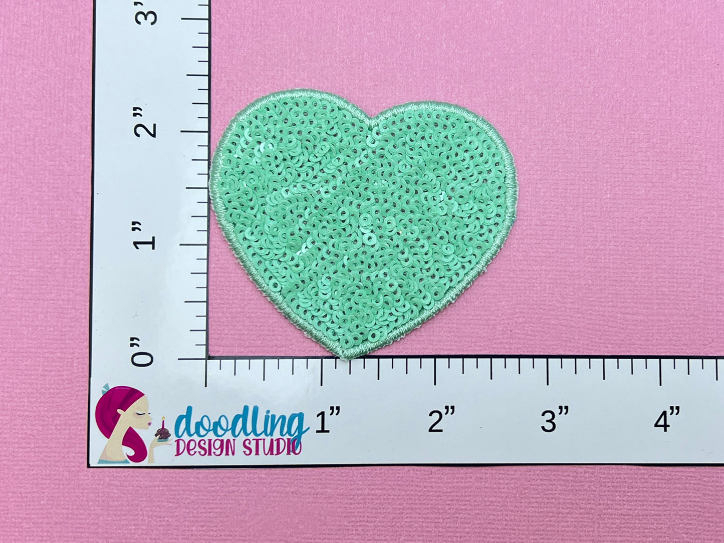 Sequin Heart Iron On Patch