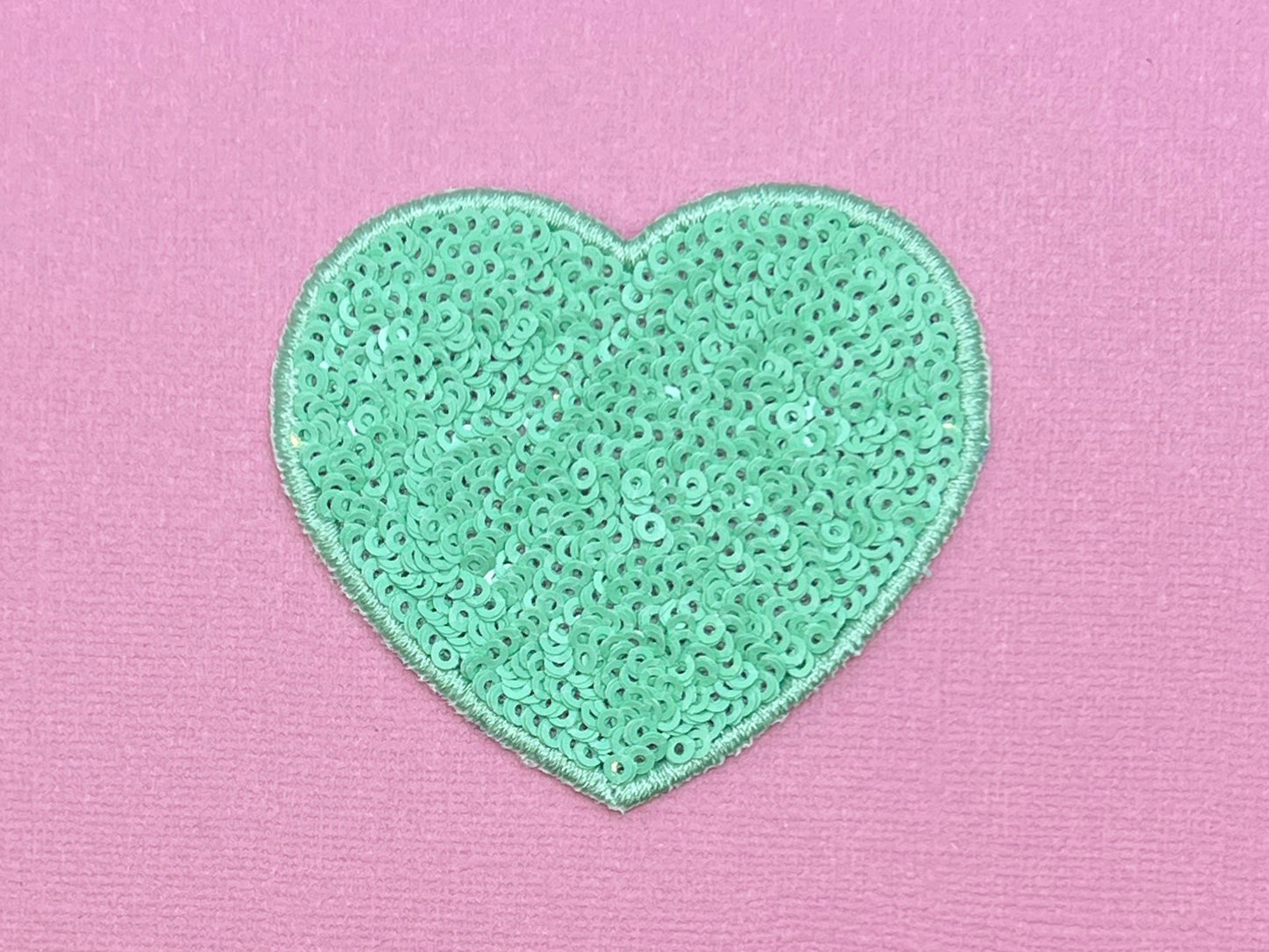 Sequin Heart Iron On Patch