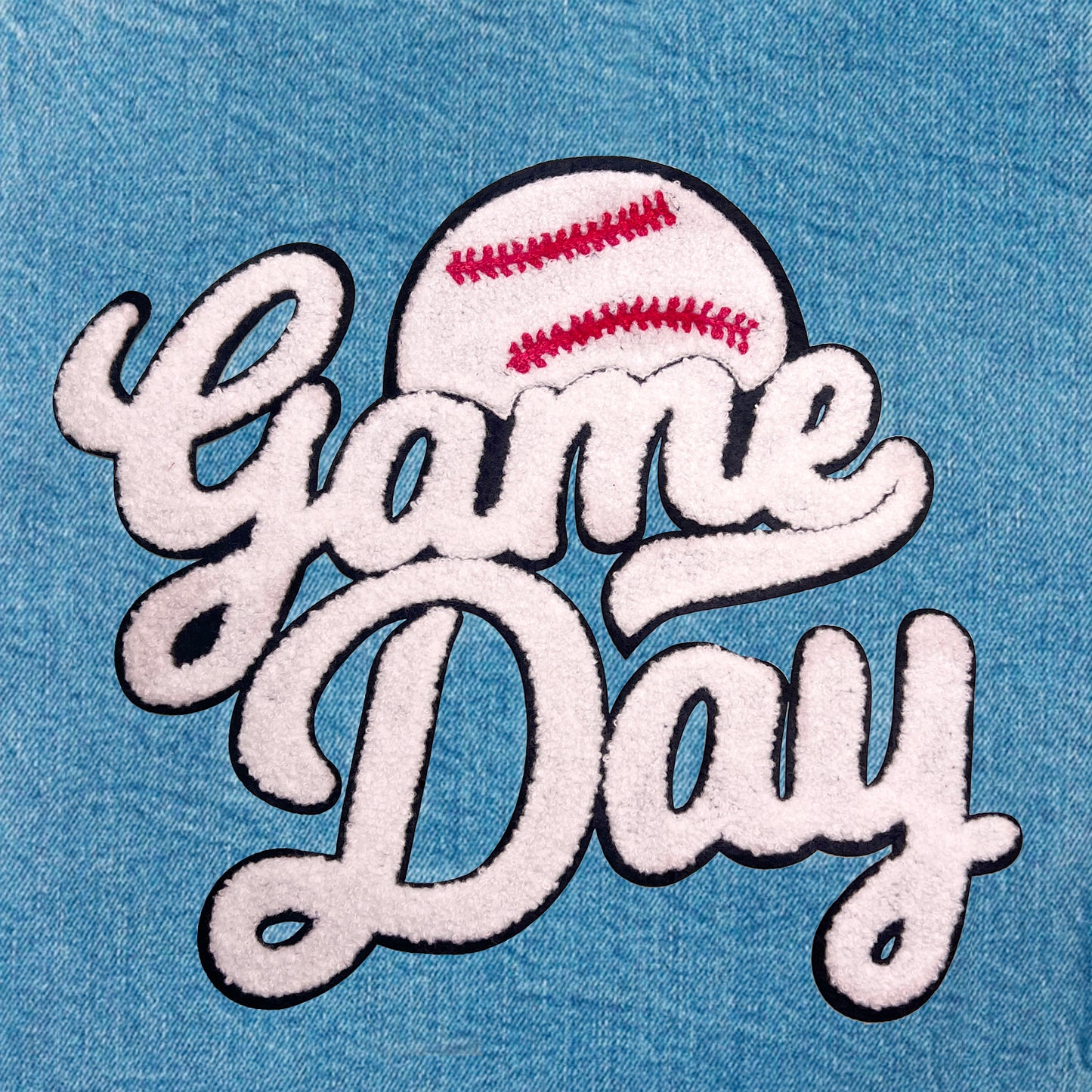 Baseball Game Day Chenille Iron On Patch