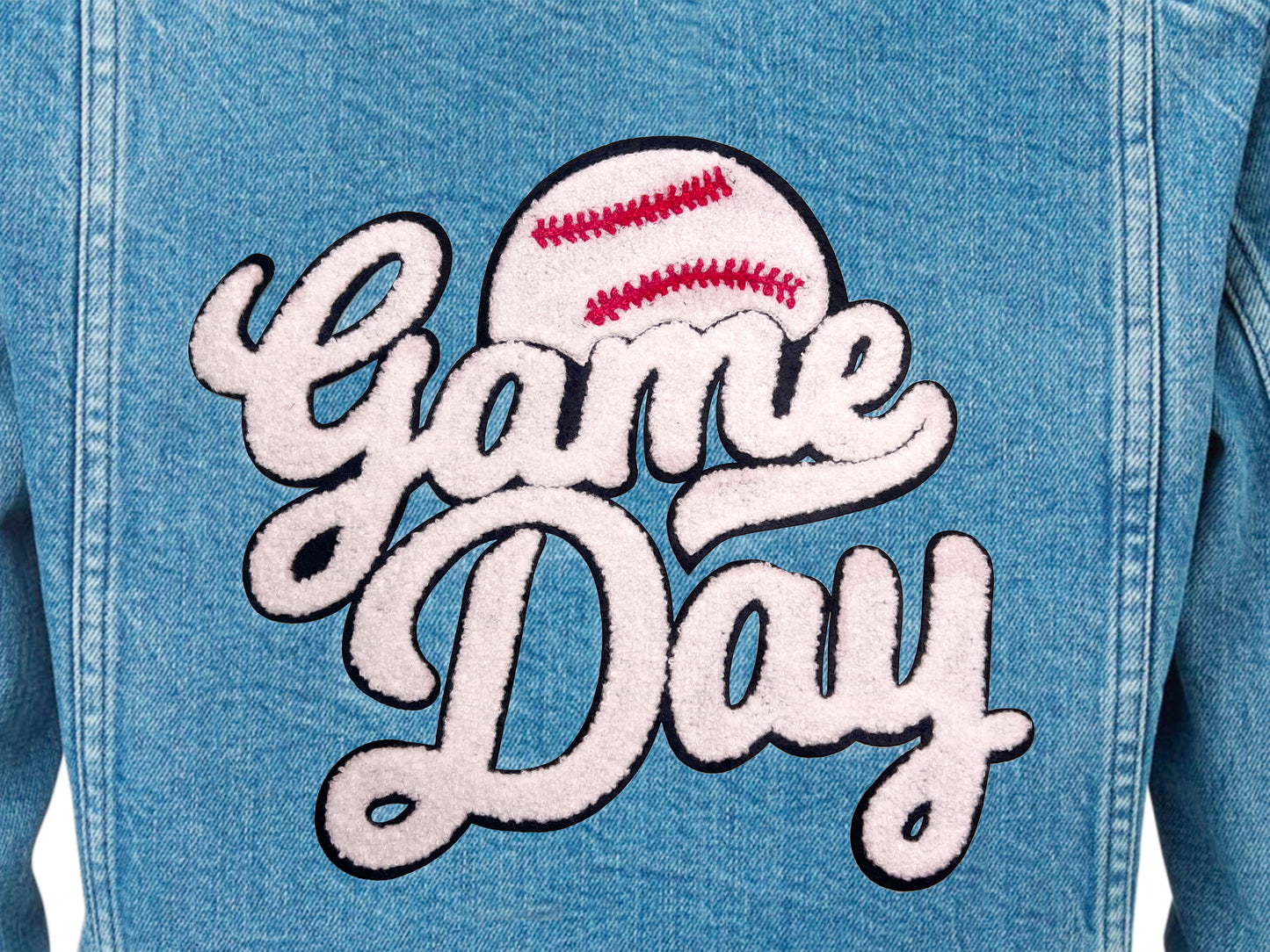 Baseball Game Day Chenille Iron On Patch