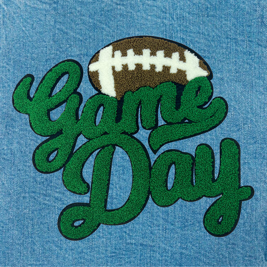 Green Football Game Day Chenille Iron On Patch