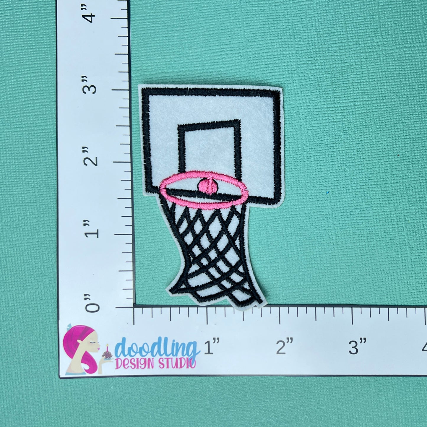 Basketball Hoop with Pink Rim Embroidered Iron On Patch