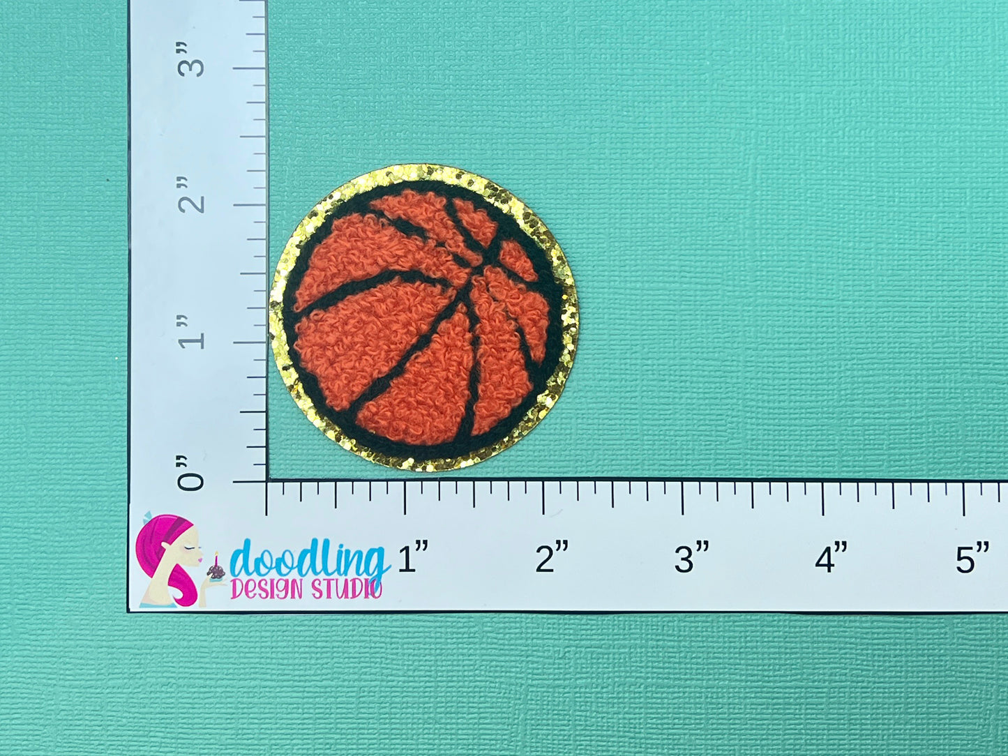 Basketball Chenille Iron On Patch, Self-Adhesive