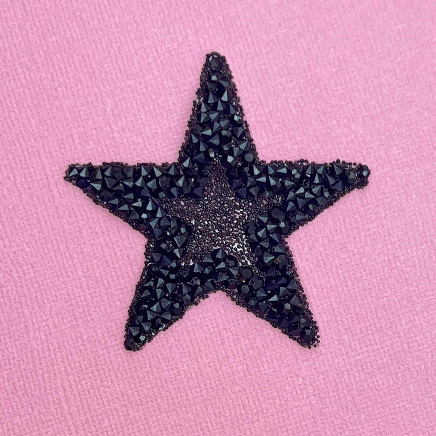 Black Rhinestone Star Iron On Patch