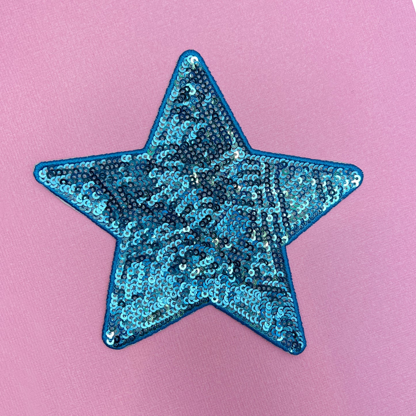 Large Sequin Star Iron On Patch