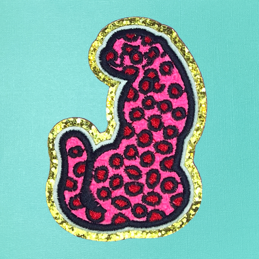 Hot Pink Cheetah Chenille Iron On Patch