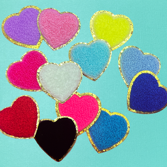 Heart Chenille Self-Adhesive Iron-On Patch