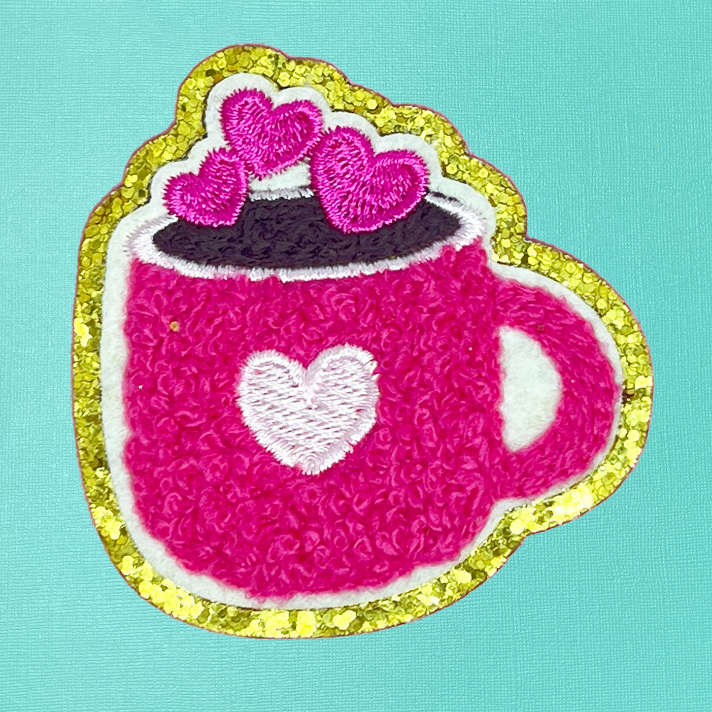 Coffee Mug Chenille Iron On Patch