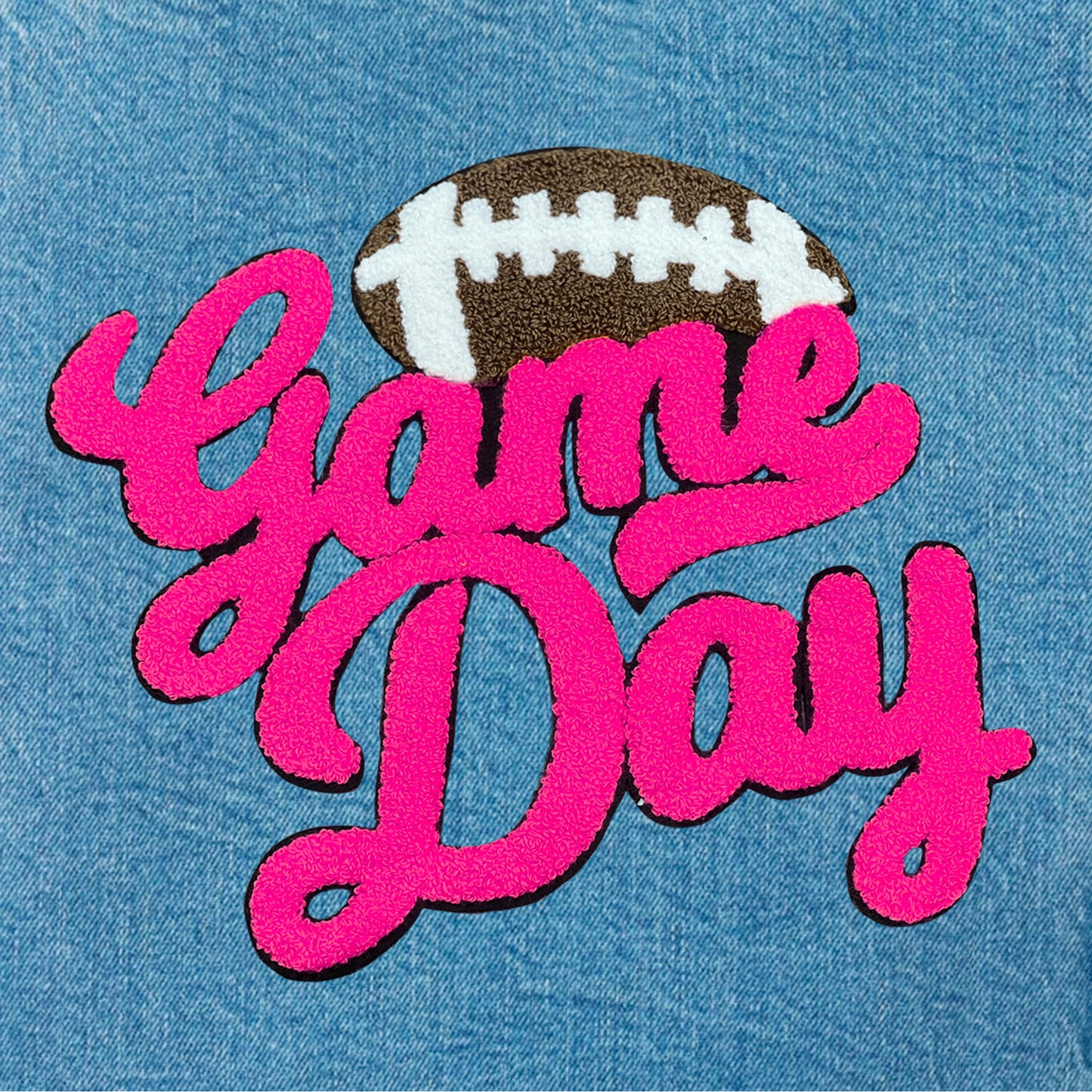 Hot Pink Football Game Day Chenille Iron On Patch