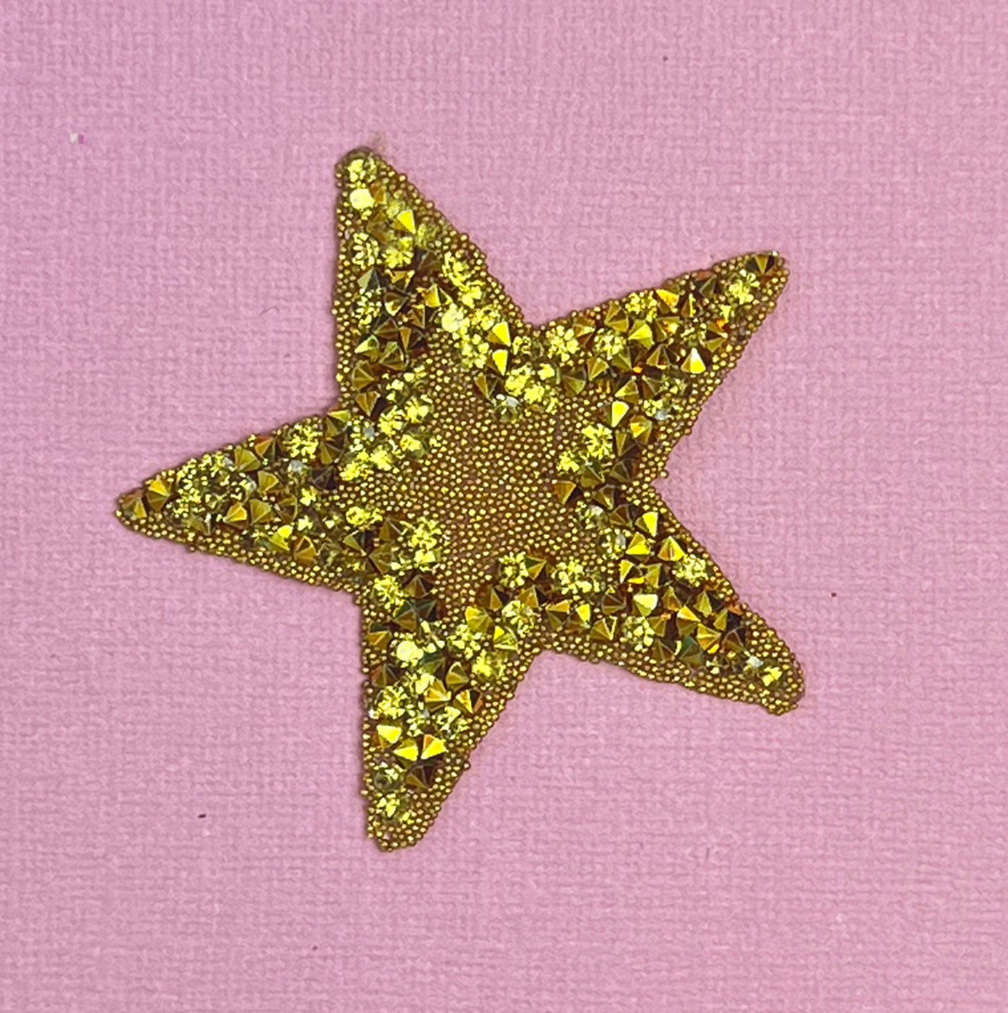 Gold Rhinestone Star Iron On Patch