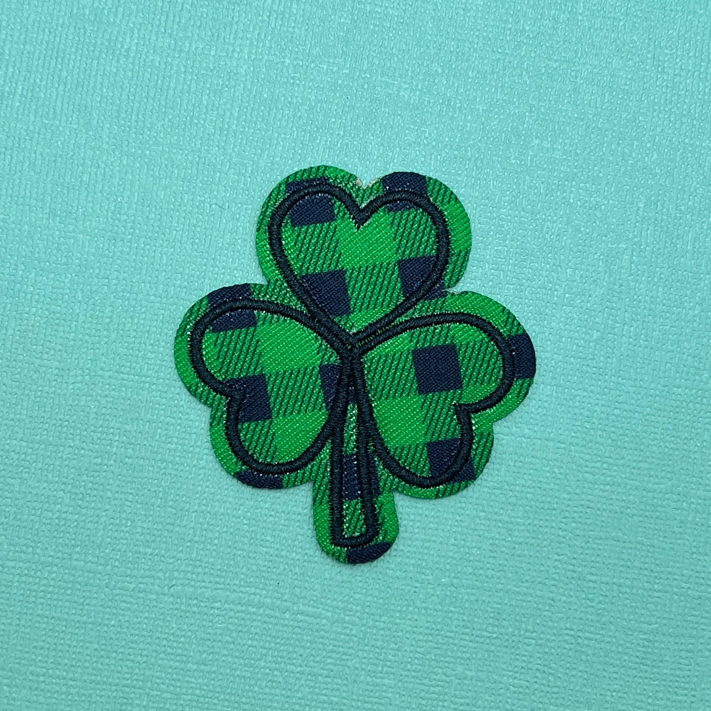 Plaid Lucky Clover St Patrick's Day Chenille Iron On Patch