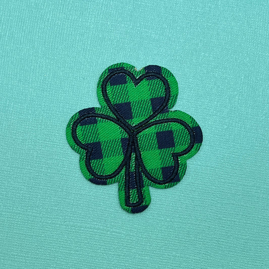 Plaid Lucky Clover St Patrick's Day Chenille Iron On Patch