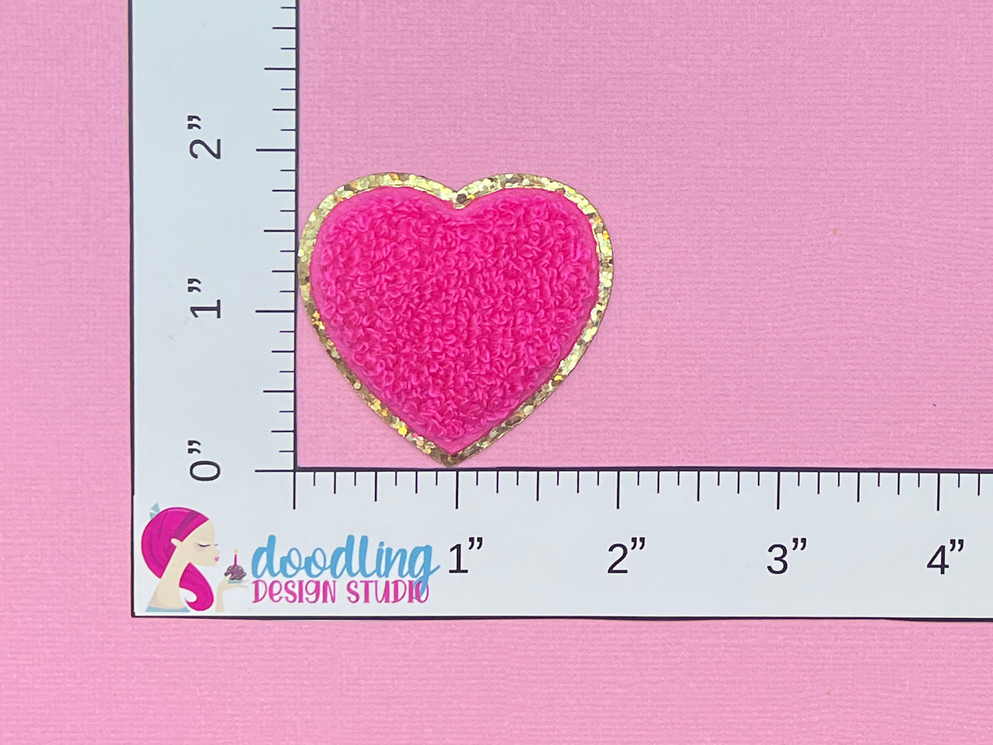 Heart Chenille Self-Adhesive Iron-On Patch