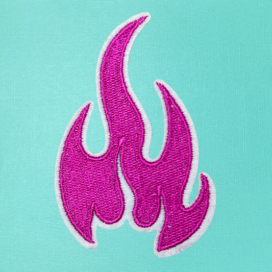 Hot Pink Flame Iron On Patch