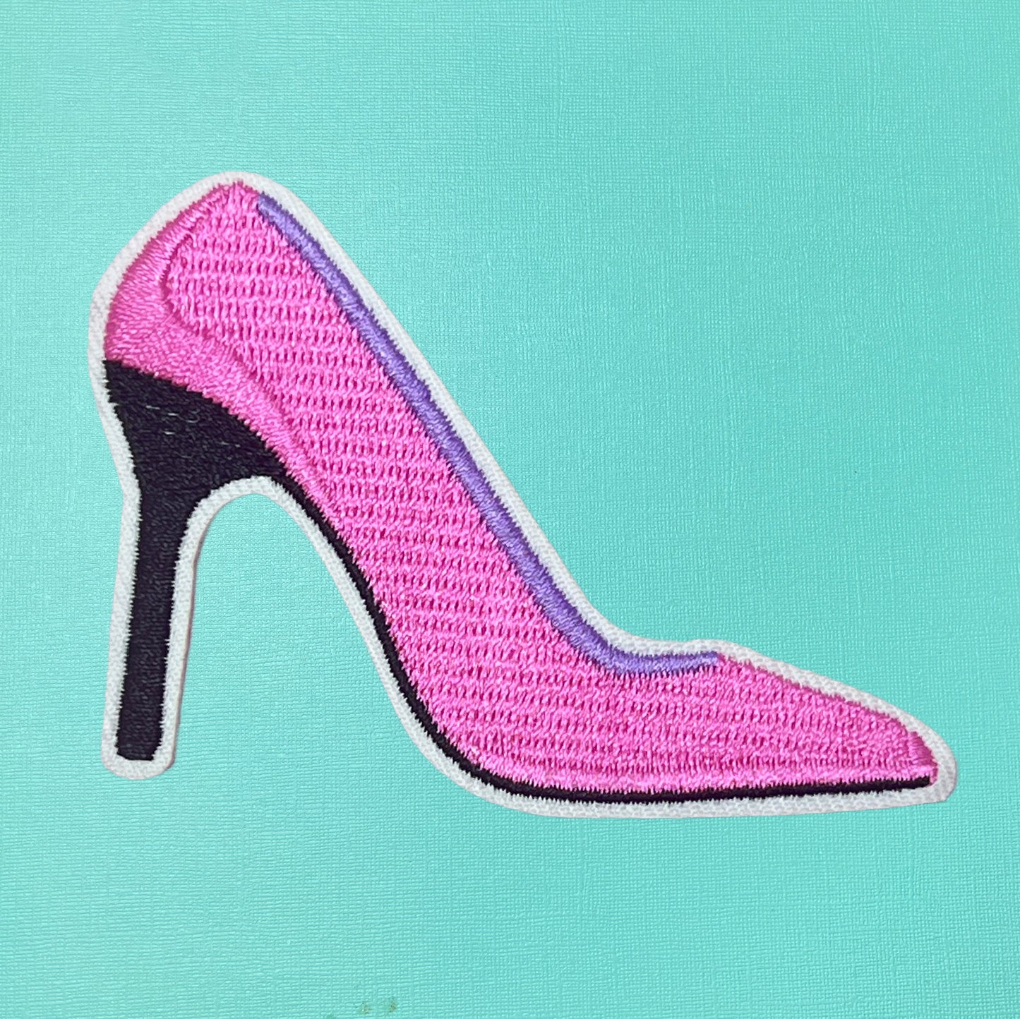 Hot Pink High Heel Shoe Iron On Patches