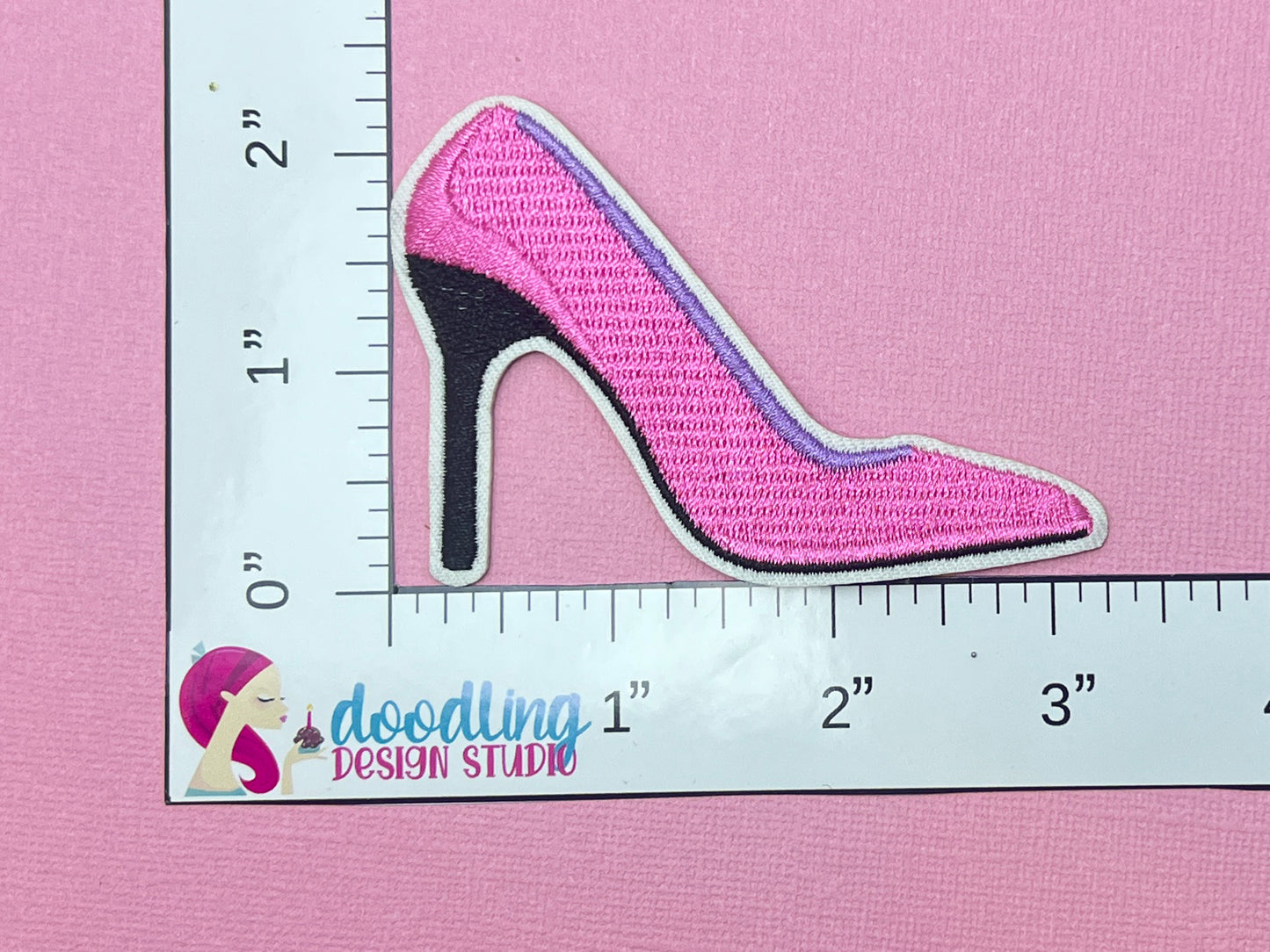 Hot Pink High Heel Shoe Iron On Patches