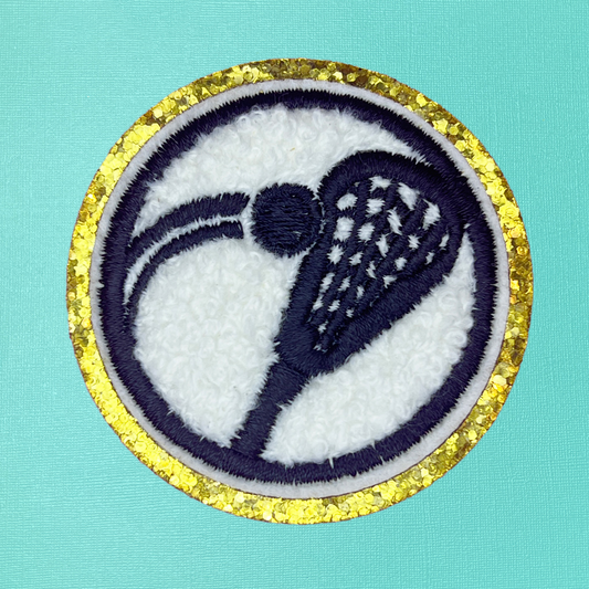 Lacrosse Chenille Iron On Patch, Self-Adhesive