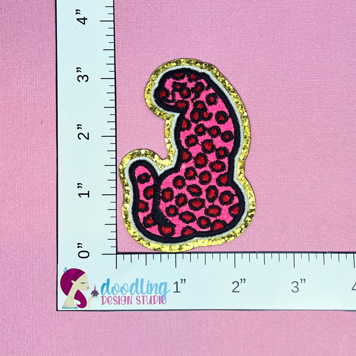 Hot Pink Cheetah Chenille Iron On Patch