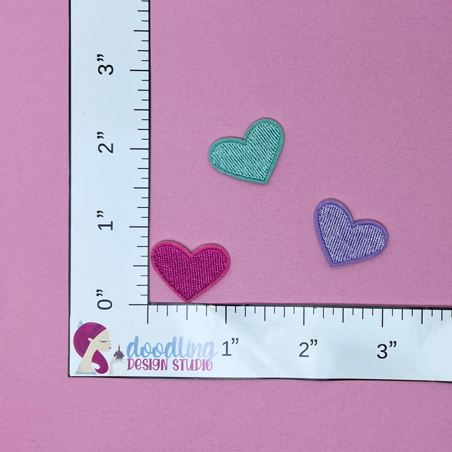 Mini Heart Embroidered Self-Adhesive Iron-On Patch