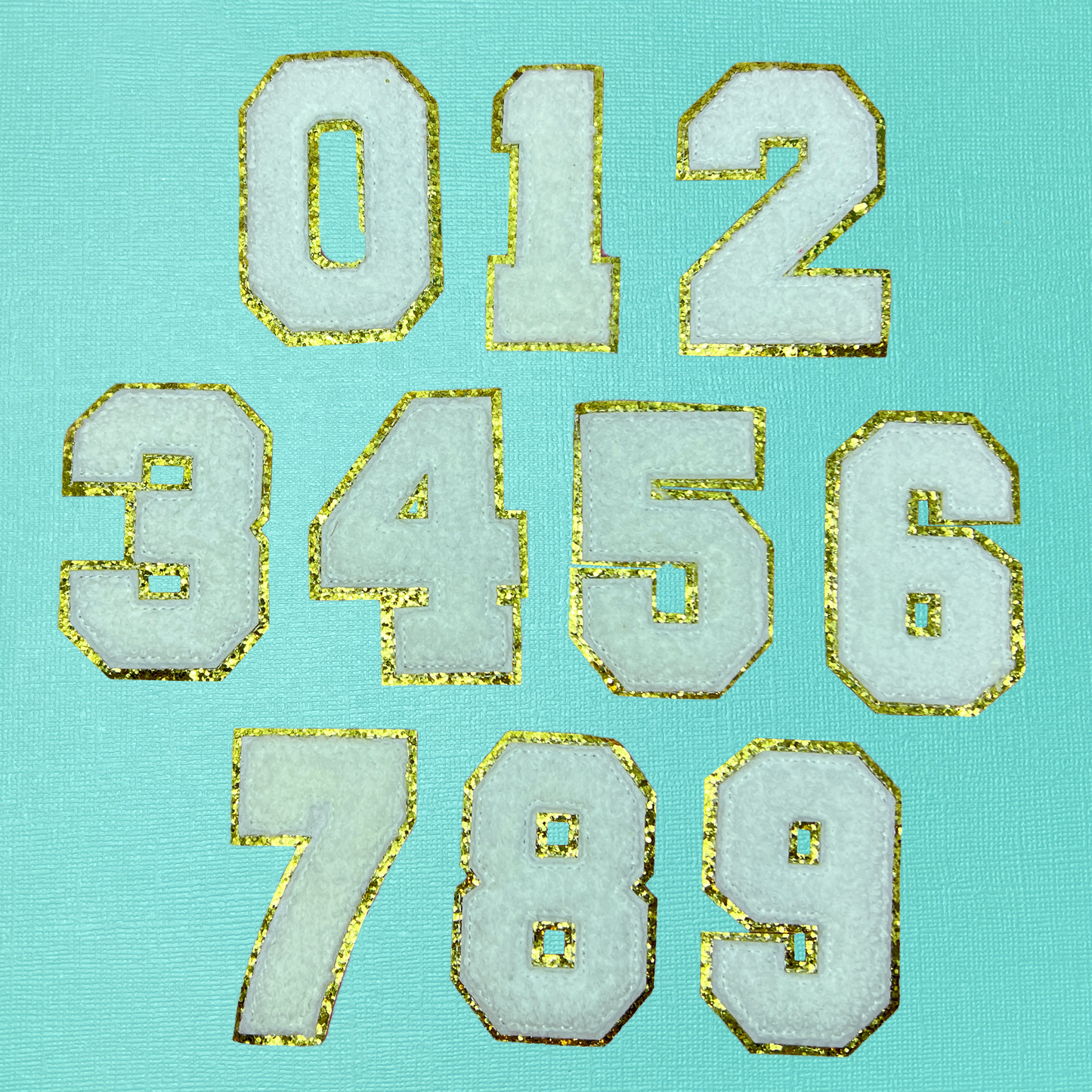 White Number Chenille Iron On Patch