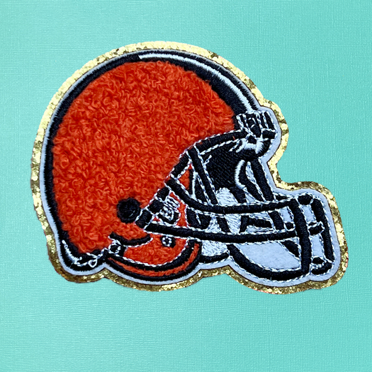 Orange Football Helmet Self Adhesive Iron On Patch