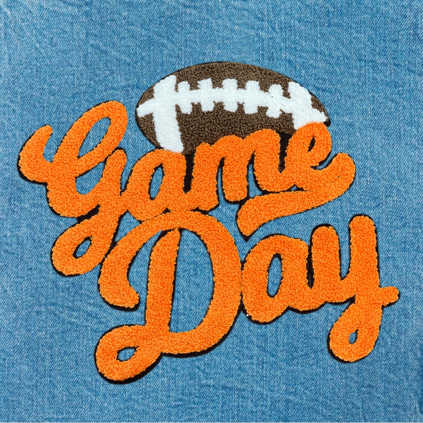 Orange Football Game Day Chenille Iron On Patch