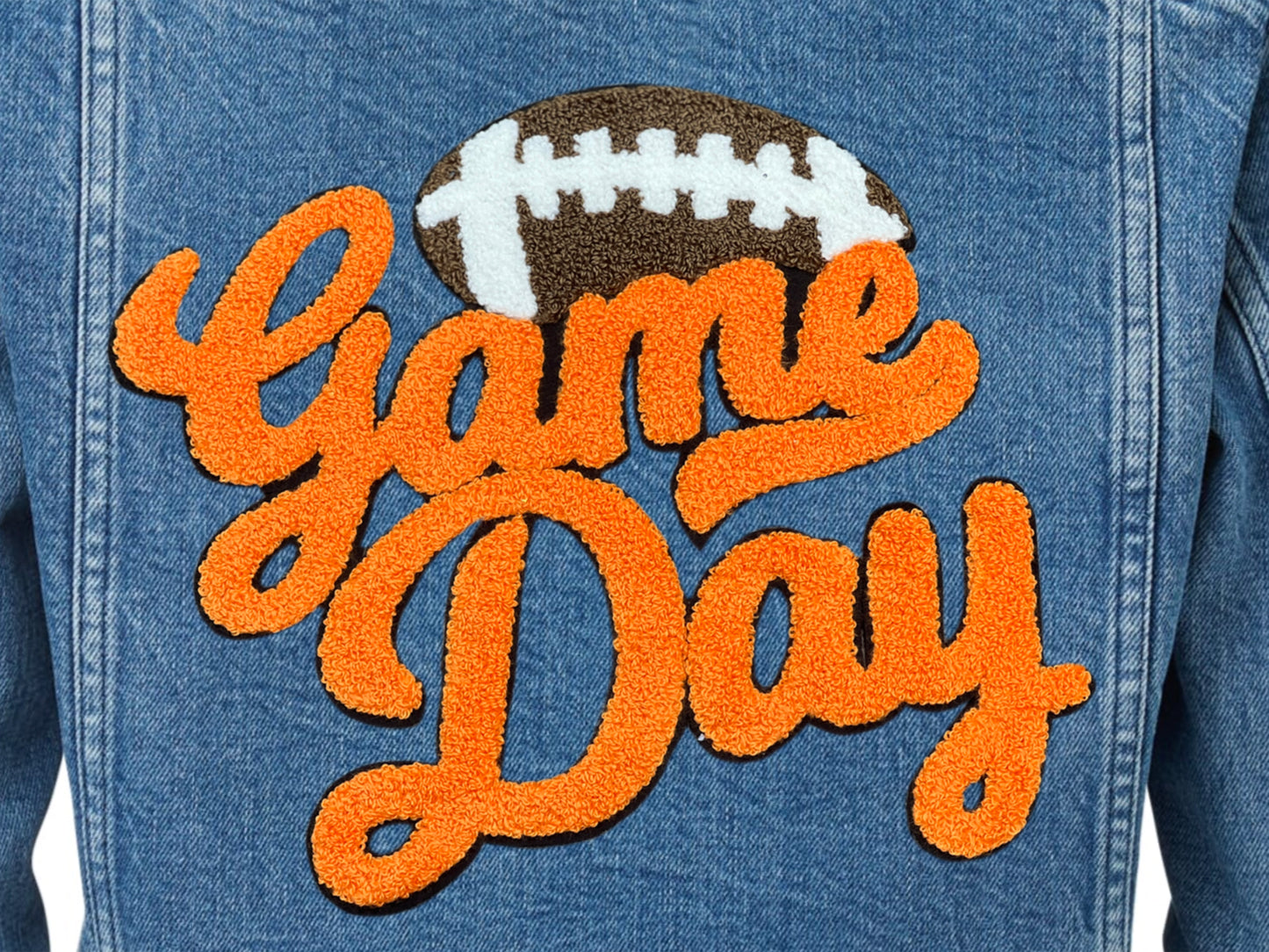 Orange Football Game Day Chenille Iron On Patch