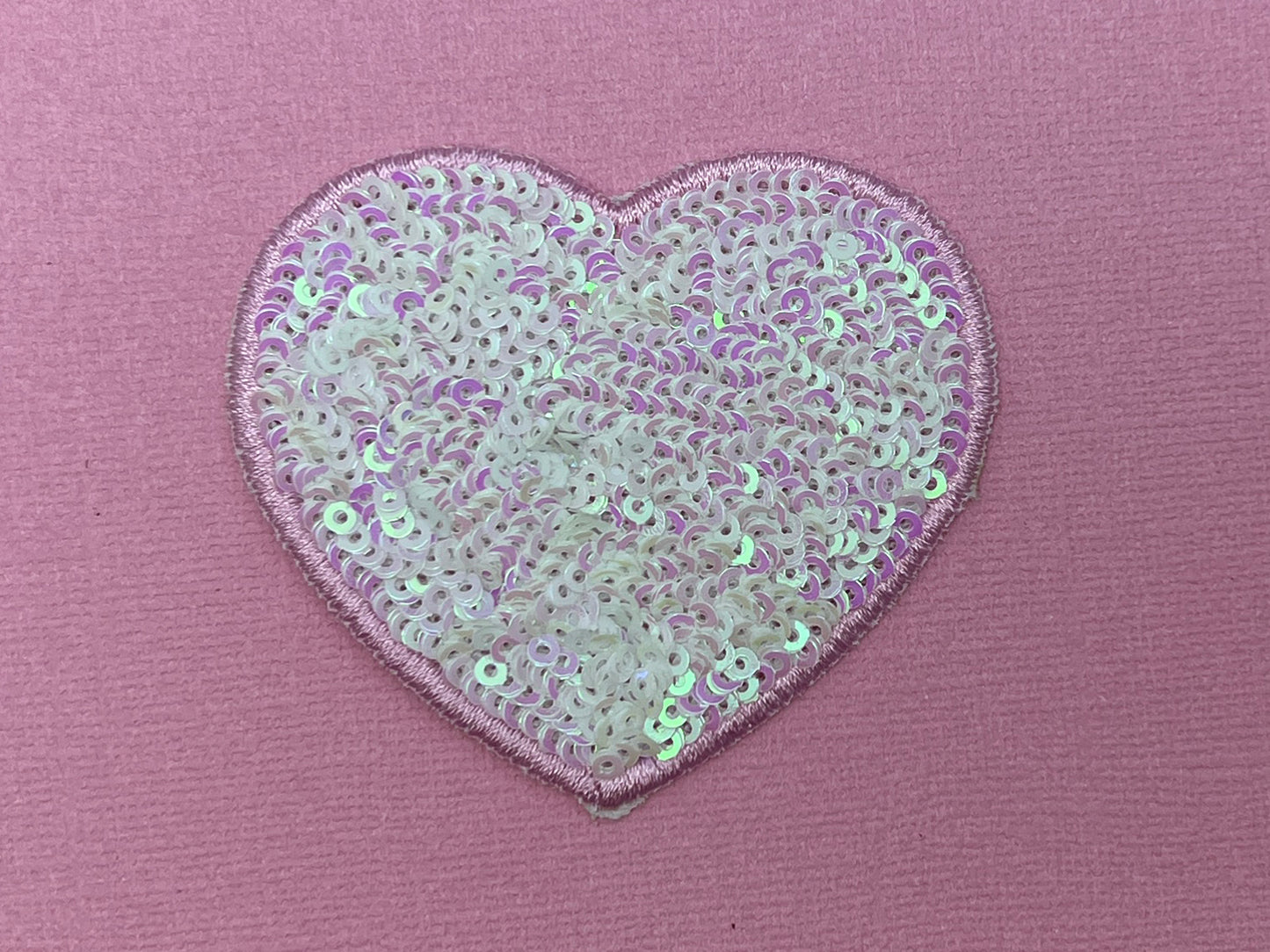 Sequin Heart Iron On Patch