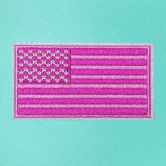 Hot Pink American Flag Iron On Patch