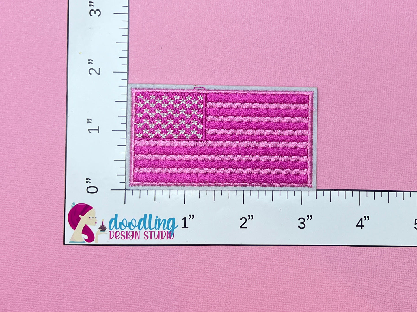 Hot Pink American Flag Iron On Patch