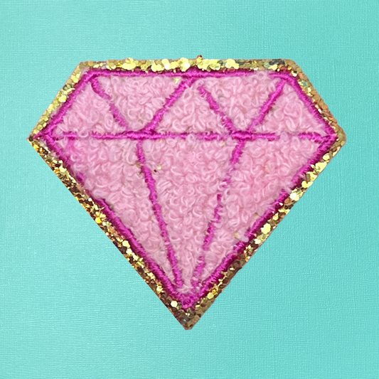 Pink Diamond Chenille Iron On Patch