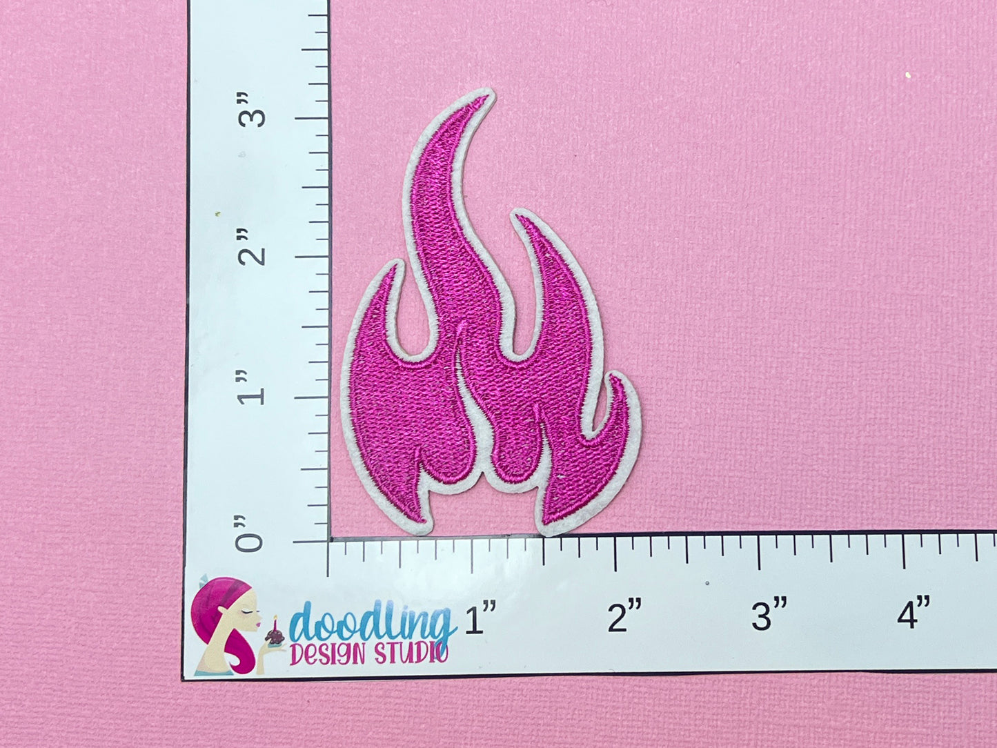 Hot Pink Flame Iron On Patch