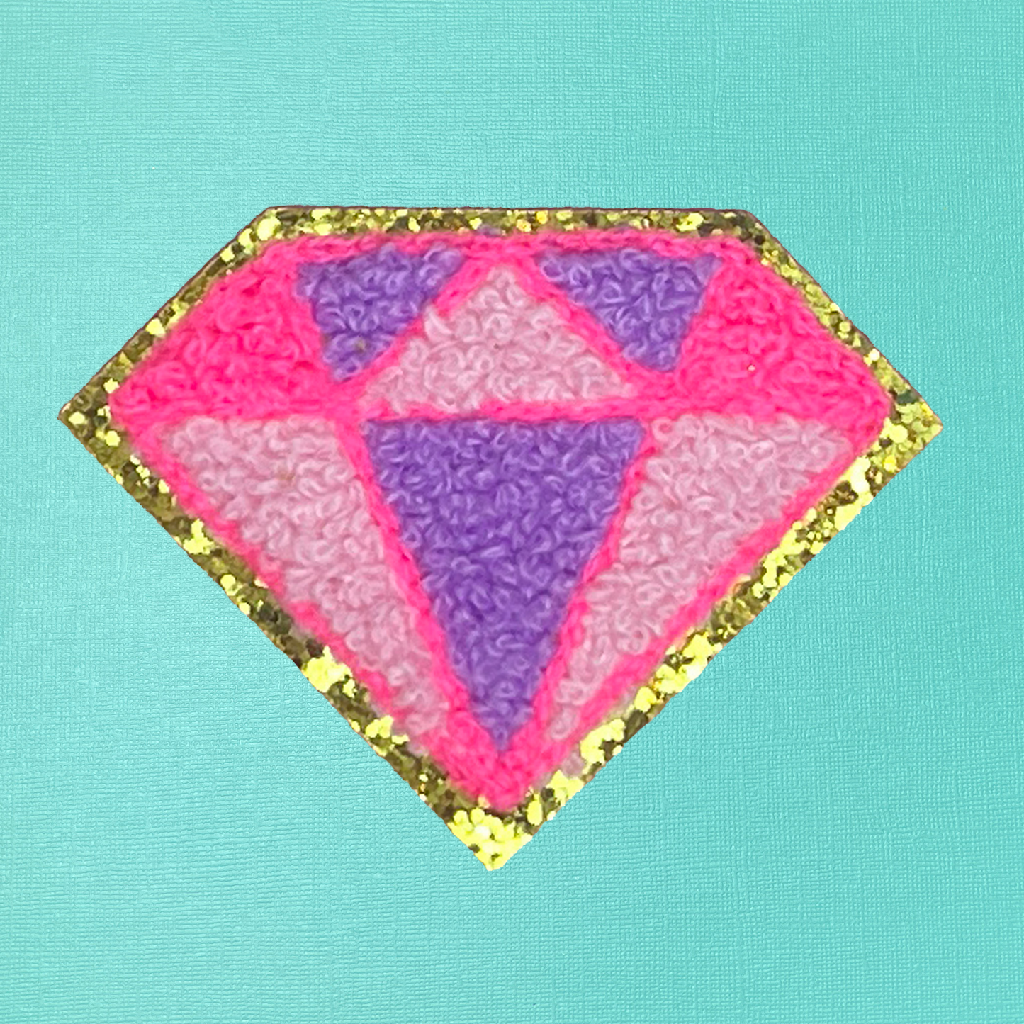 Pink & Purple Diamond Chenille Iron On Patch