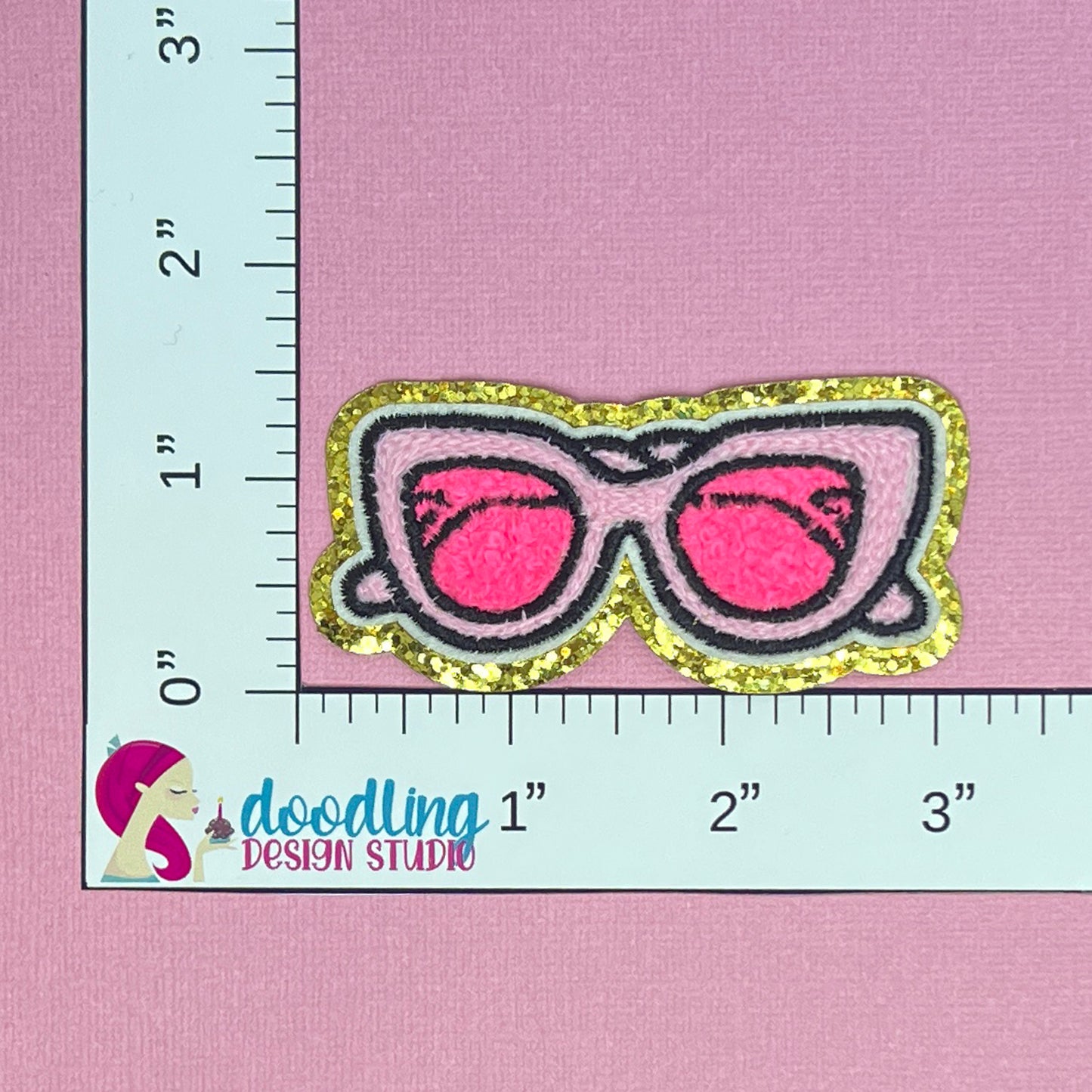 Pink Sunglasses Chenille Iron On Patch