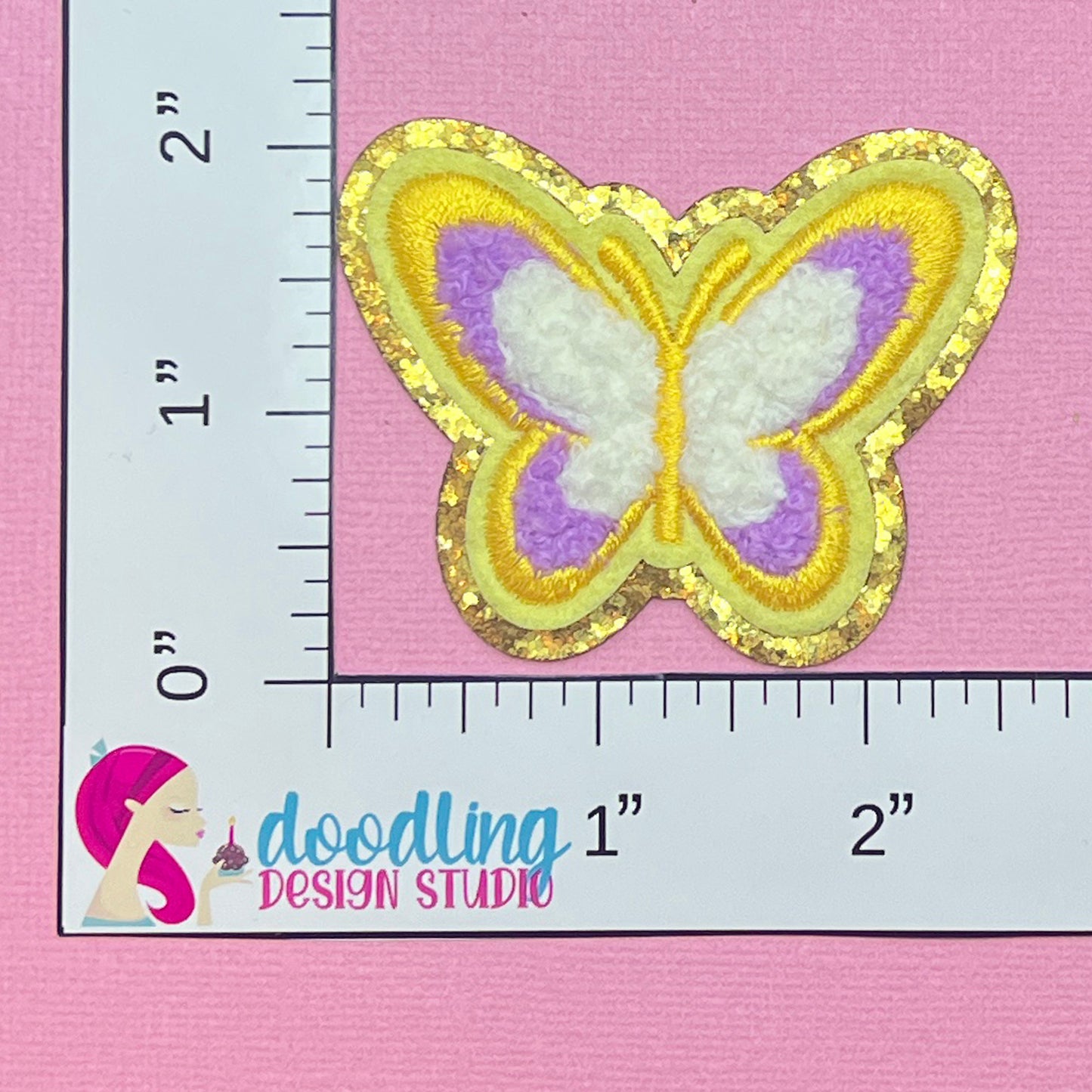 Purple & Yellow Butterfly Chenille Self-Adhesive Iron On Patch