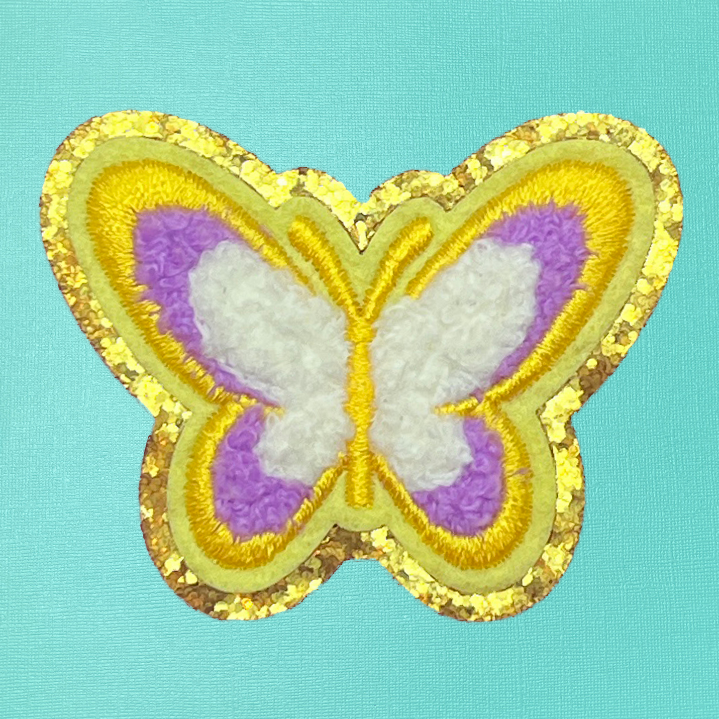 Purple & Yellow Butterfly Chenille Self-Adhesive Iron On Patch