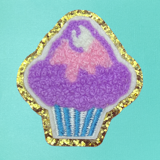 Purple Cupcake Self-Adhesive Iron On Patch