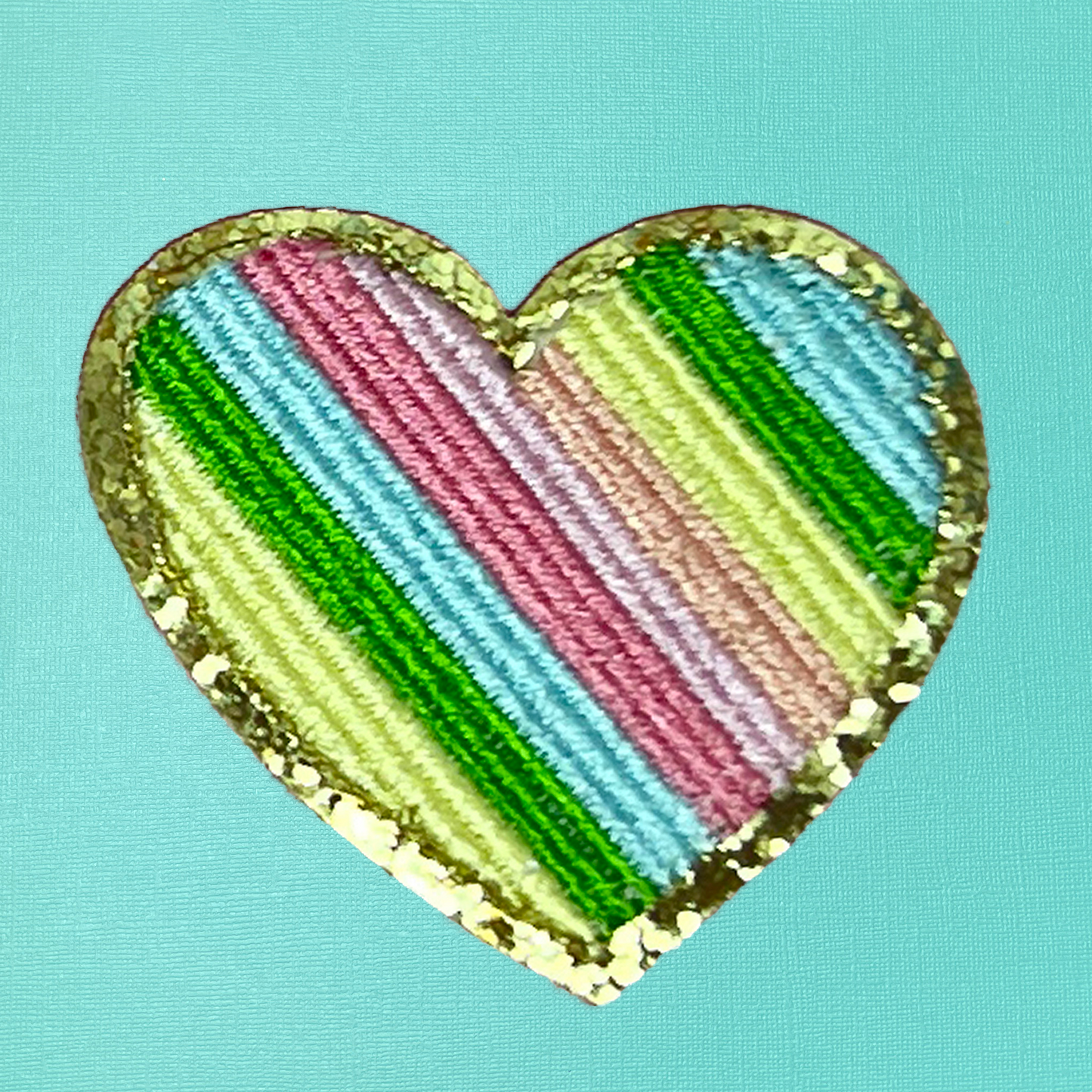 Rainbow Stripe Heart Iron On Patch