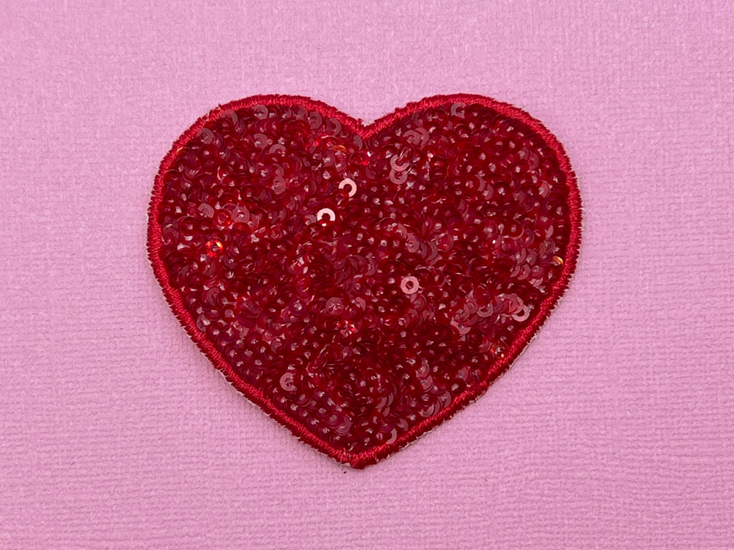 Sequin Heart Iron On Patch