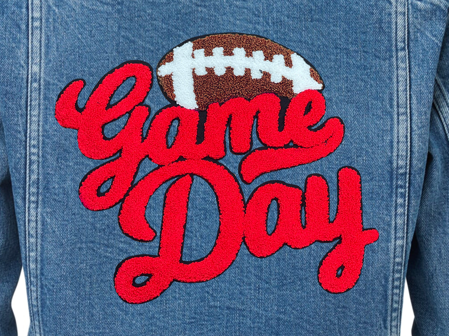 Red Football Game Day Chenille Iron On Patch