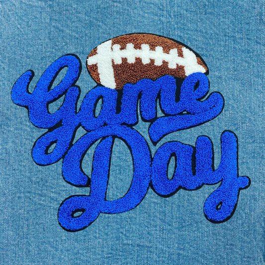 Royal Blue Football Game Day Chenille Iron On Patch