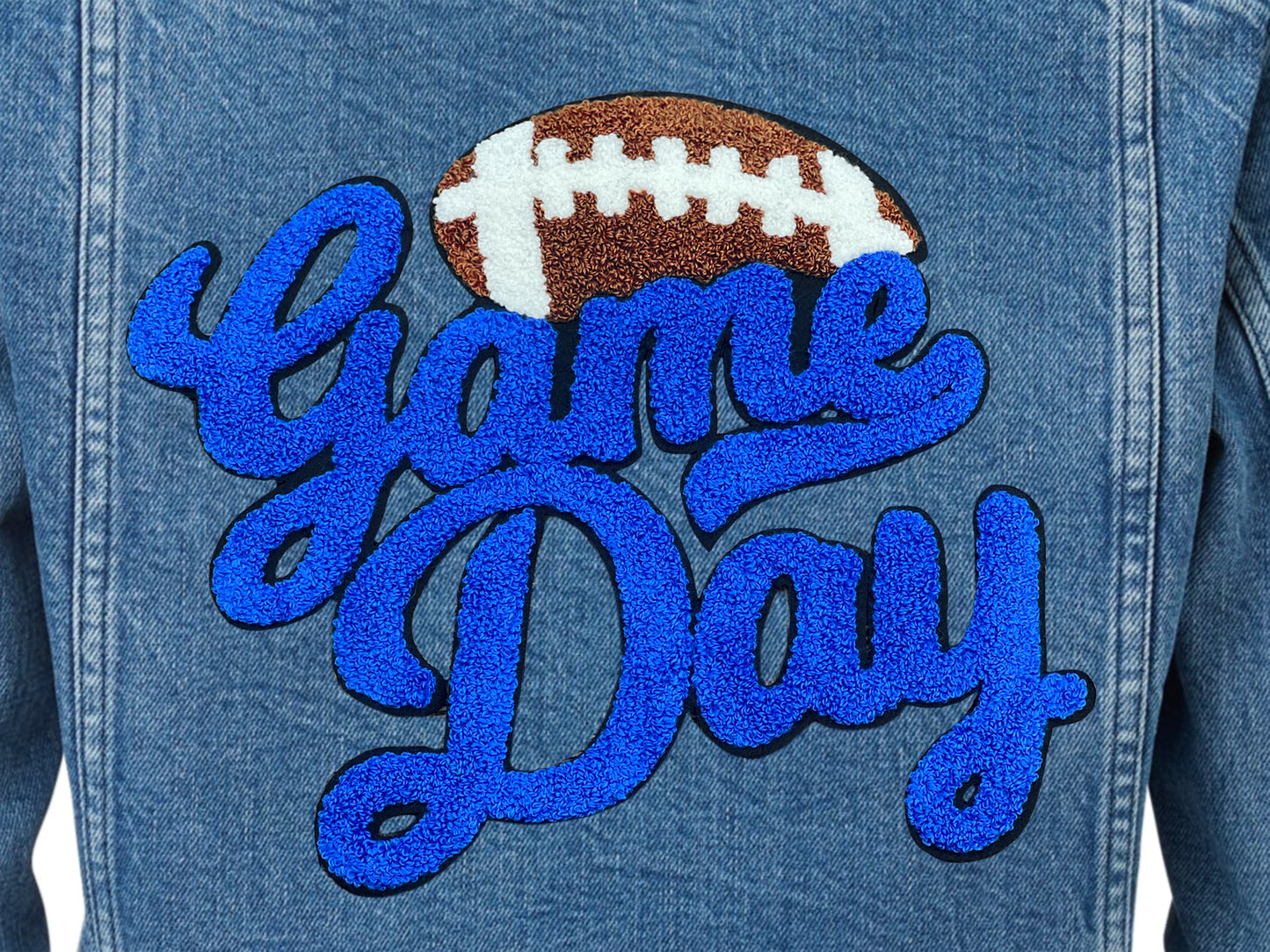 Royal Blue Football Game Day Chenille Iron On Patch