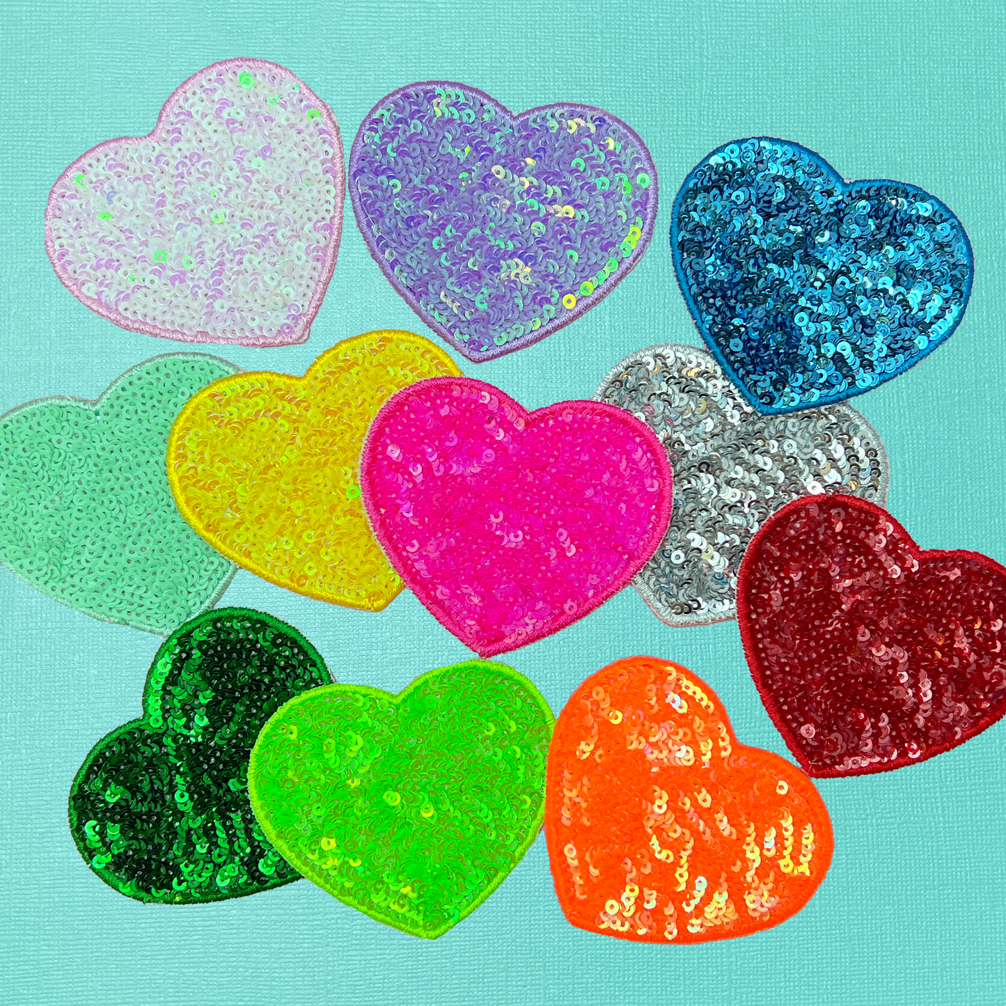 Sequin Heart Iron On Patch