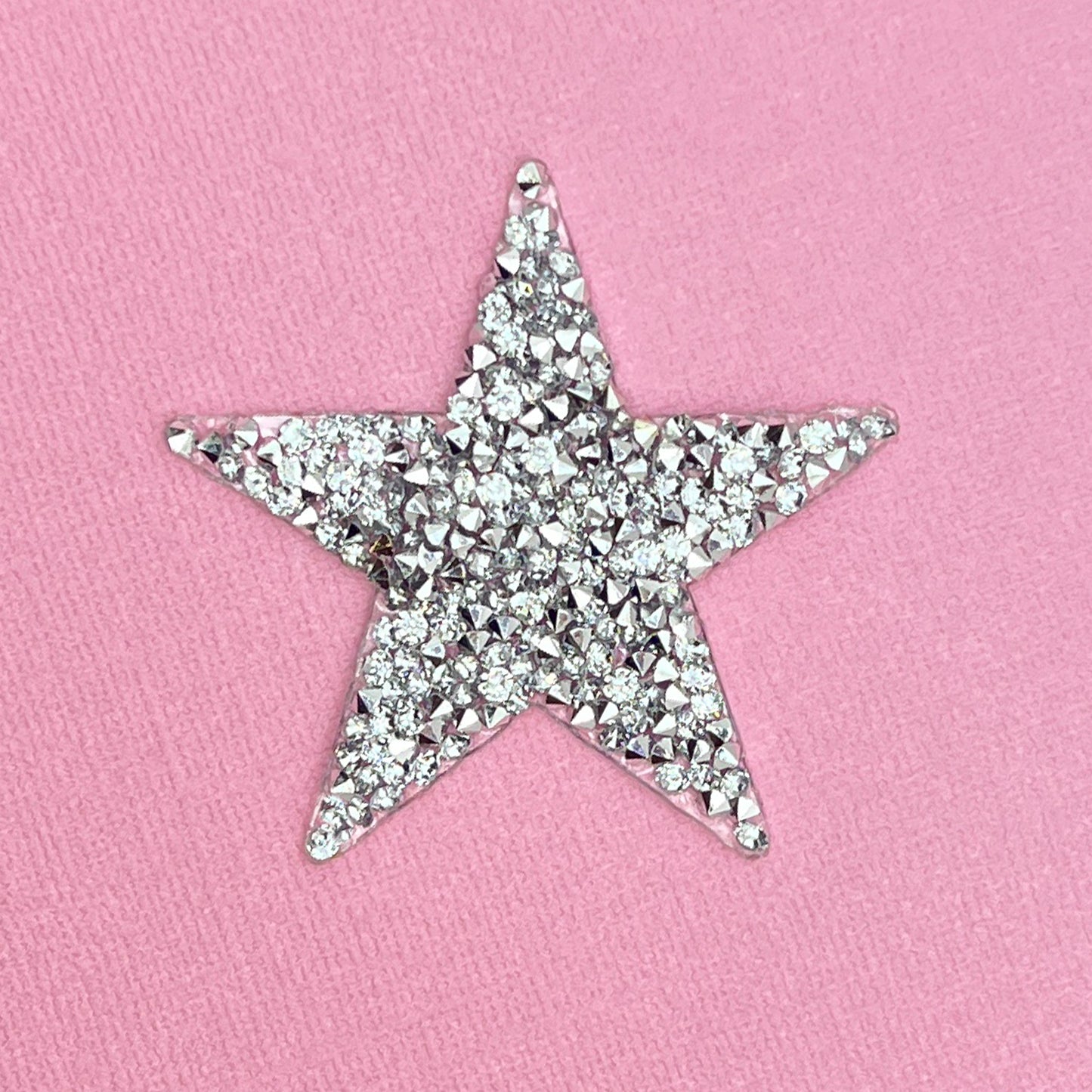 Silver Rhinestone Star Iron On Patch