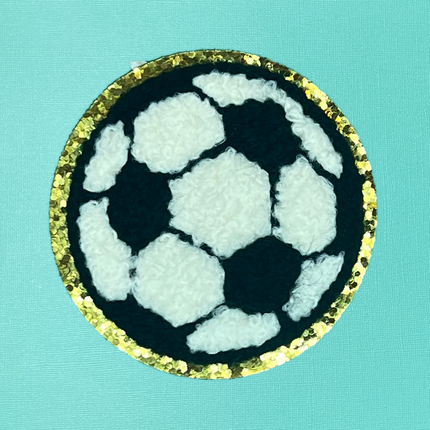 Soccer Chenille Iron On Patch, Self-Adhesive