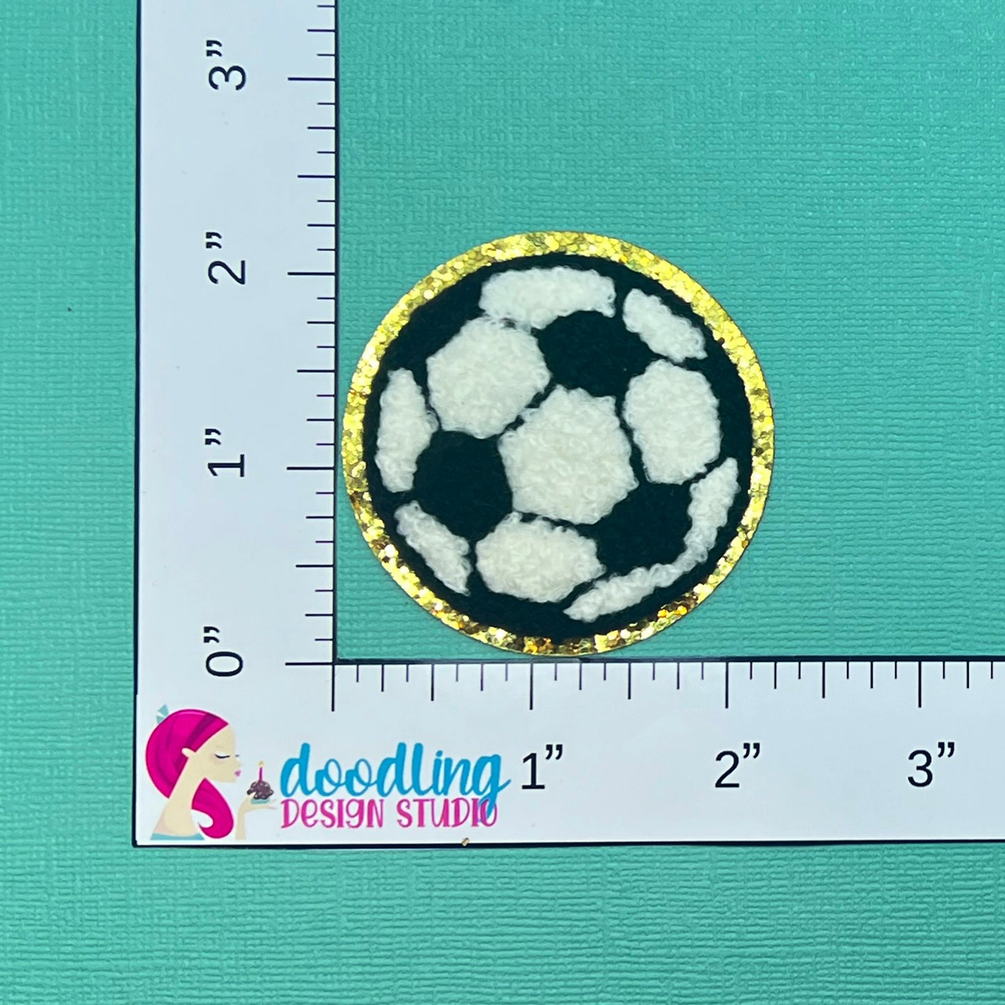 Soccer Chenille Iron On Patch, Self-Adhesive