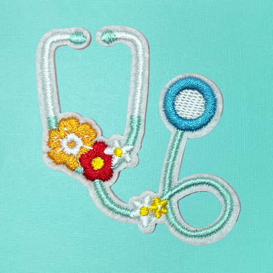 Stethoscope Floral Iron On Patch