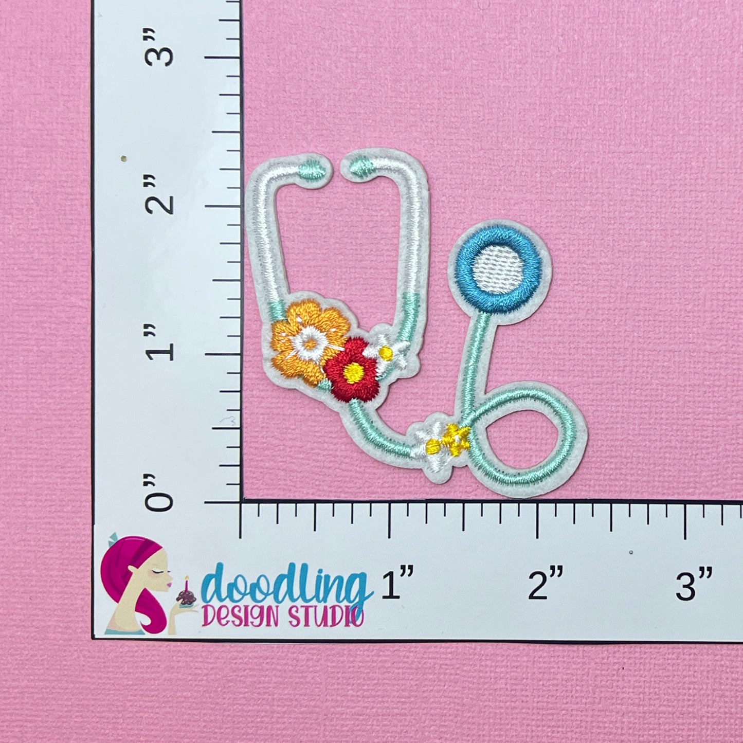 Stethoscope Floral Iron On Patch