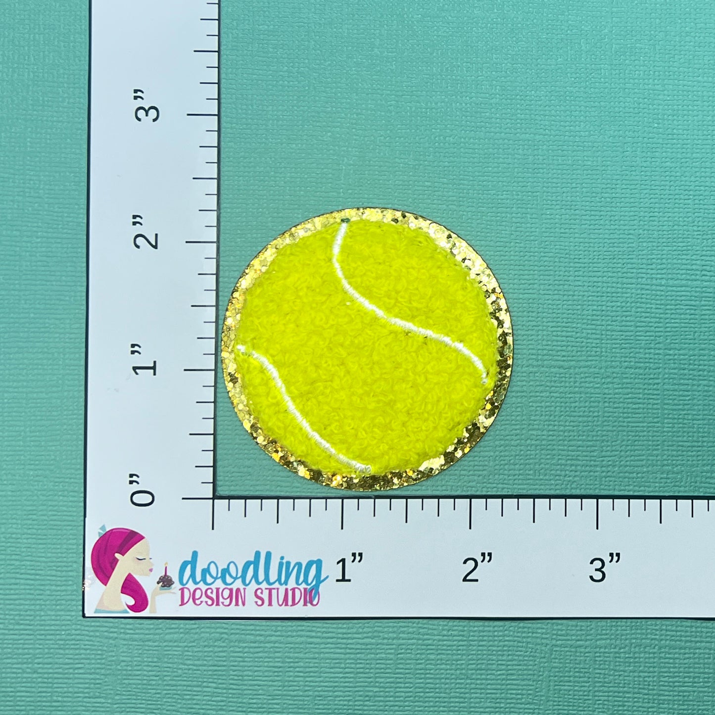 Tennis Ball Chenille Iron On Patch, Self-Adhesive