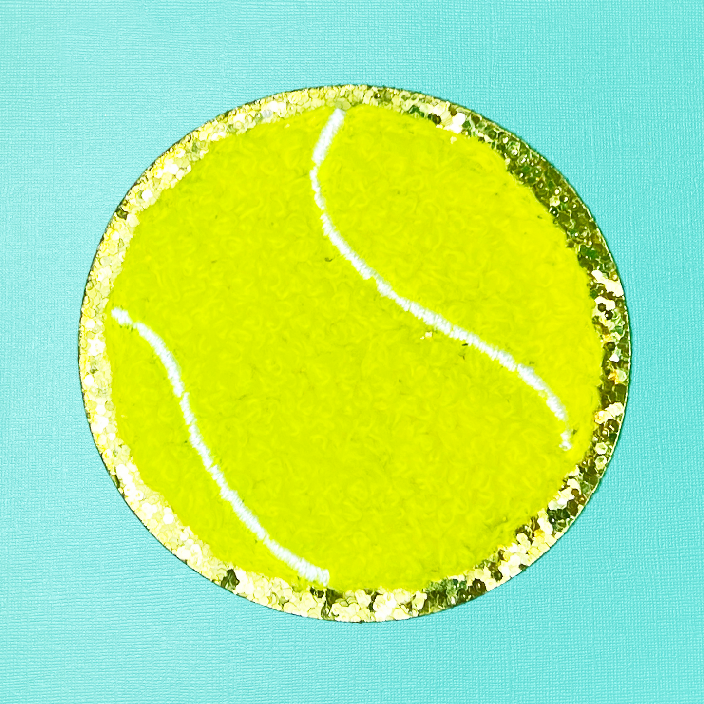 Tennis Ball Chenille Iron On Patch, Self-Adhesive